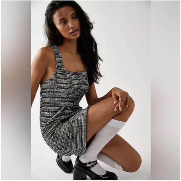 NWT Free People Maxx Mini Shirt Dress in Midnight Combo Size large - Picture 2 of 6